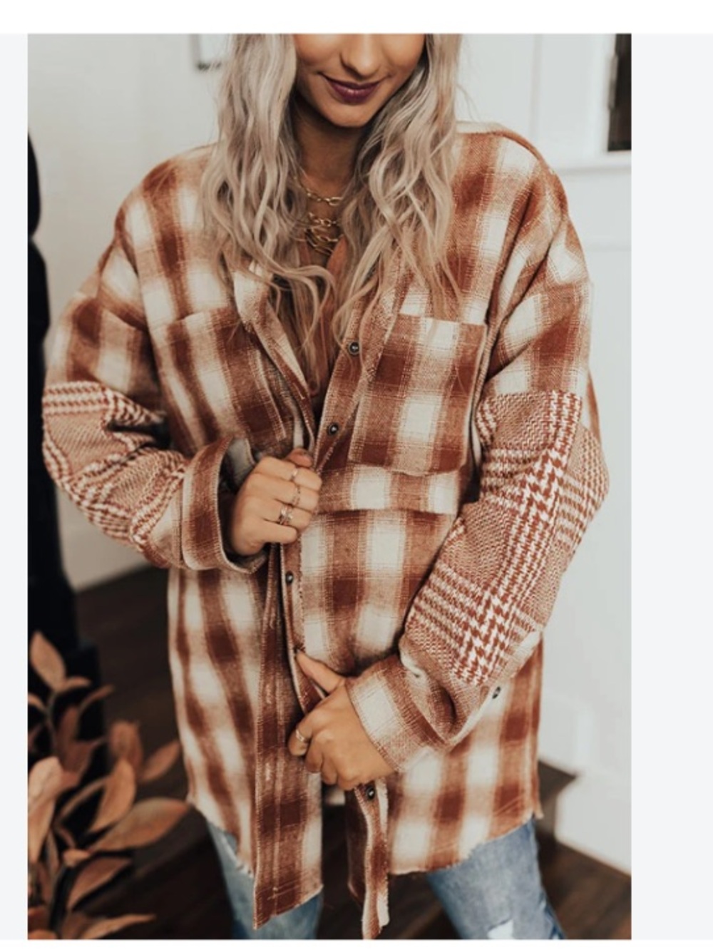 Fate Medium oversized distressed button up flannel